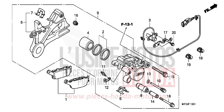 HINTERRAD-BREMSSATTEL (CB600FA/FA3) von Hornet ABS PEARL ACID YELLOW (Y205) von 2010